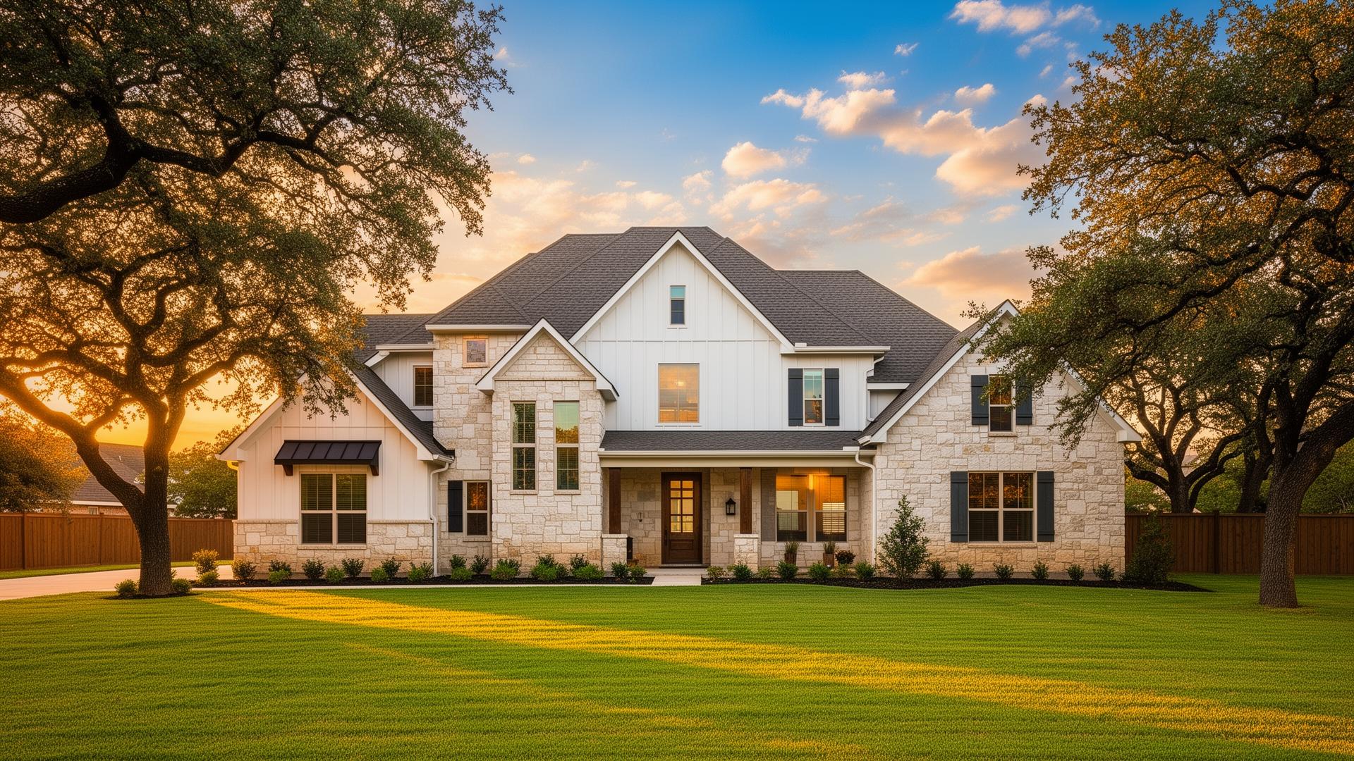 Beautiful North Texas home at sunset